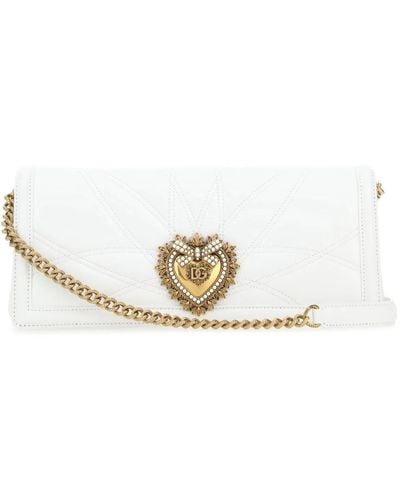 Dolce & Gabbana White Nappa Leather Devotion Shoulder Bag