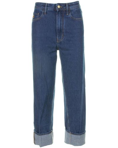 Jacob Cohen High Waist Boyfriend Jeans With Cuff - Blue