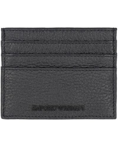 Emporio Armani Leather Card Holder - Gray