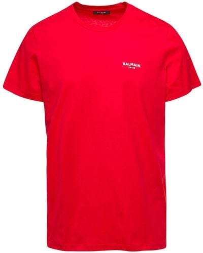 Balmain Flocked T-shirt - Red