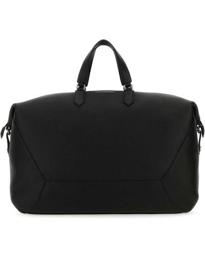 Alexander McQueen Leather Edge Travel Bag - Black