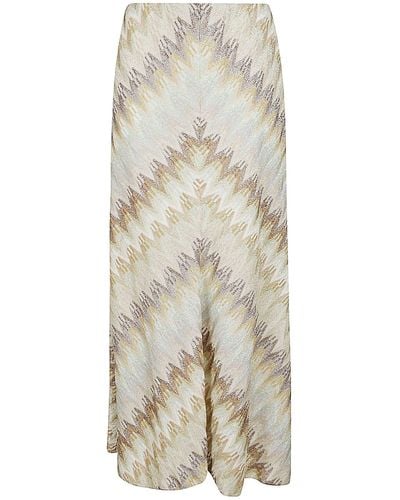 Missoni Zig-Zag Stripe Patterned Long Skirt - Natural