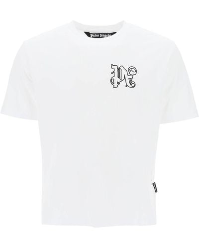 Palm Angels Pa Monogram Embroidered T-shirt - White