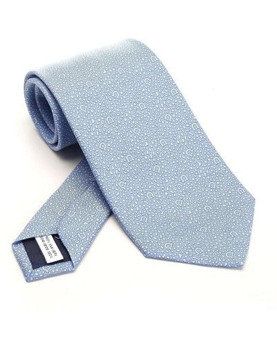 Ferragamo Gancini-Printed Pointed-Tip Tie - Blue