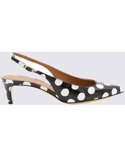 Marni And Leather Polka Dots Slingback Court Shoes - Metallic