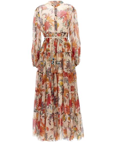 Zimmermann Ginger Floral Print Tiered Midi Dress - Multicolour
