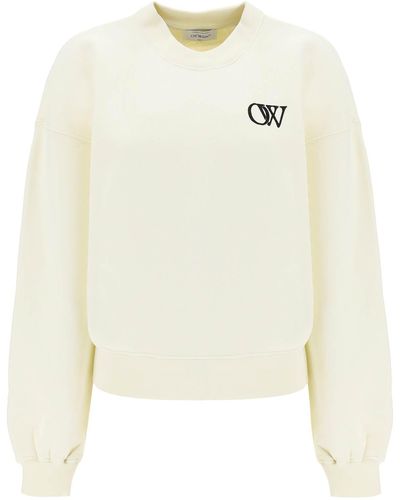 Off-White c/o Virgil Abloh Crew-neck Sweatshirt With Flocked Logo - White
