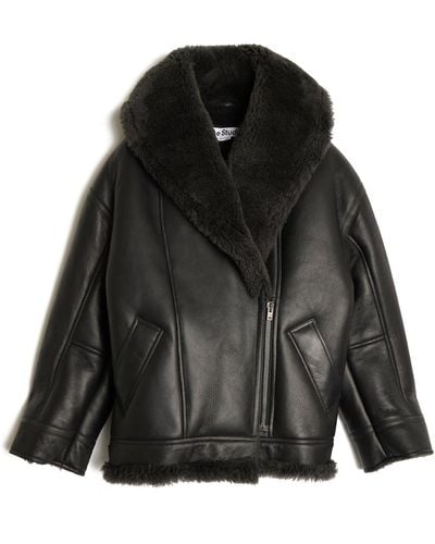 Acne Studios Drop Shoulder Biker Jacket - Black