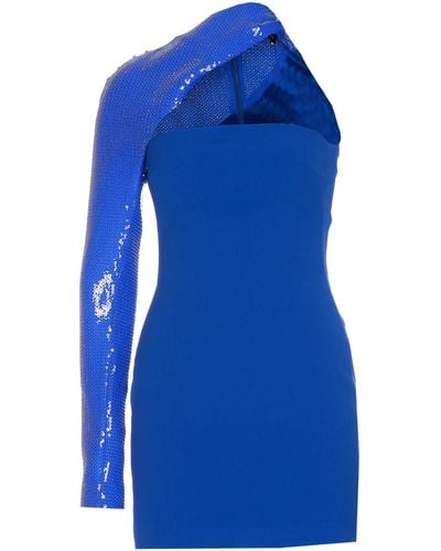 David Koma Asymmetric Sequin Mini Dress - Blue