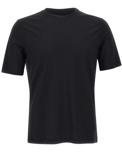 FILIPPO DE LAURENTIIS Crêpe Cotton T-Shirt - Black
