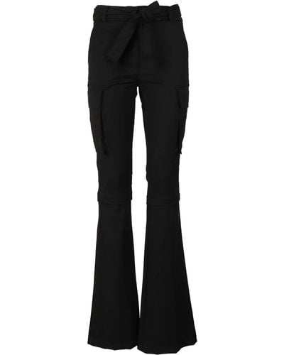 ANDREADAMO Flannel Multipockets Flare Trousers - Black