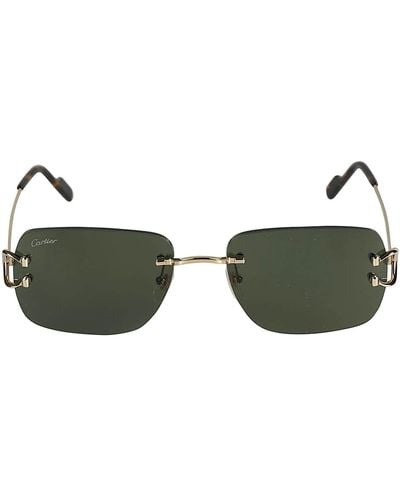 Cartier Metal Temple Rimless Sunglasses - Green