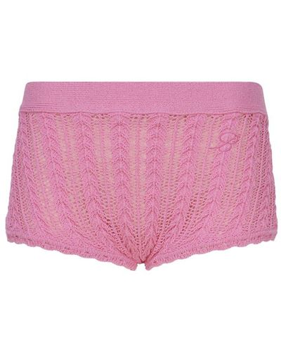 Blumarine Cotton Knit Shorts - Pink