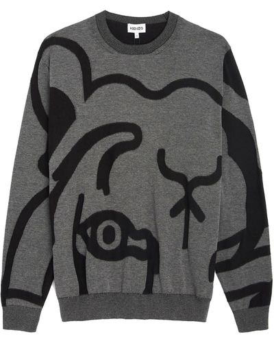 KENZO Abstract Tiger Print Sweatshirt - Gray