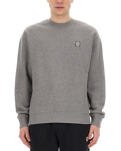 Maison Kitsuné Sweatshirt With Fox Patch - Gray