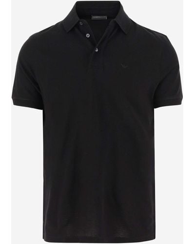 Emporio Armani Cotton Polo Shirt With Logo - Black