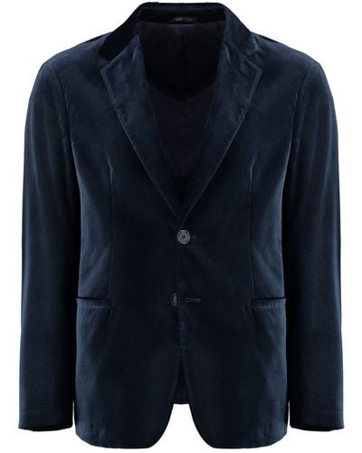 Giorgio Armani Single-breasted Velvet Jacket - Blue