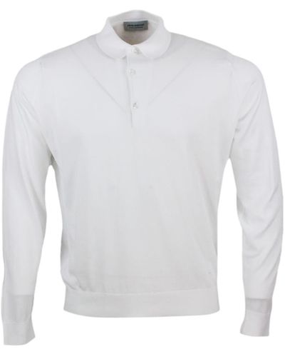 John Smedley Long-Sleeved Polo Shirt - White