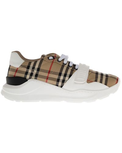 Burberry Vintage Check Fabric Trainers - Natural