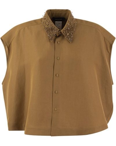 Fabiana Filippi Fluid Linen And Viscose Shirt - Brown