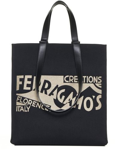Ferragamo Resort Canvas Tote Bag - Black