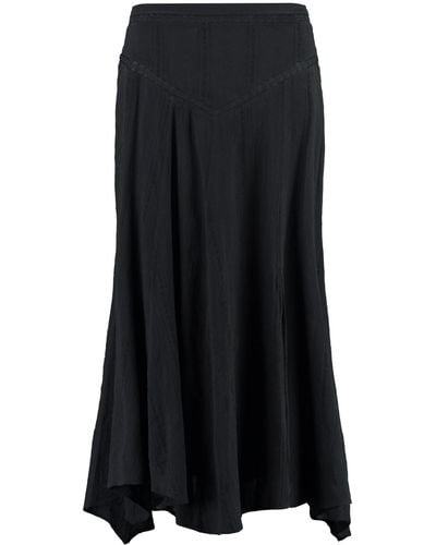 Isabel Marant Cotton Skirt With Micro Embroideries - Black