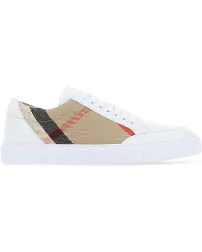 Burberry Leather And Fabric Sneakers - White
