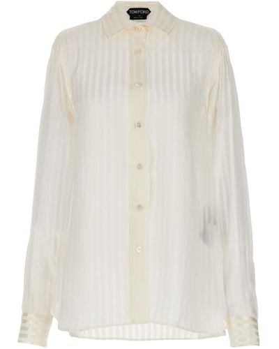 Tom Ford Striped Silk Shirt Shirt, Blouse - White