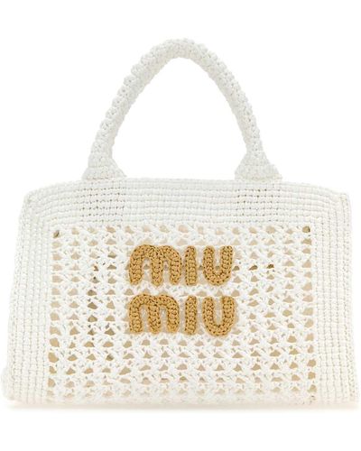 Miu Miu Crochet Handbag - White