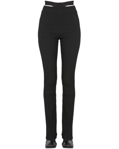 ANDREADAMO Ribbed Pants With Cut Out Belt - Black