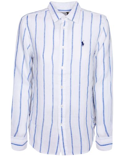 Polo Ralph Lauren And Striped Linen Shirt By - Blue