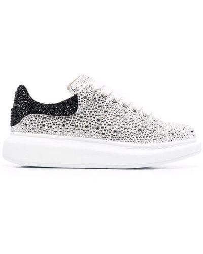 Alexander McQueen Embellished Leather Trainers - White