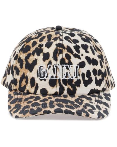 Ganni Leopard Baseball Cap - Gray