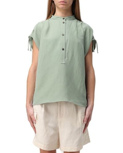 Woolrich Ruched Straight Hem Sleeveless Shirt - Green