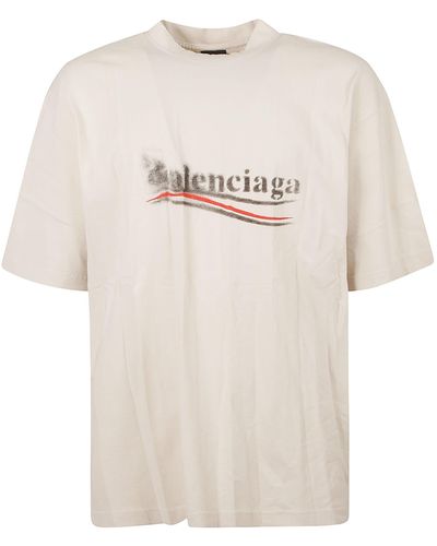 Balenciaga Blurred Logo T-Shirt - Natural