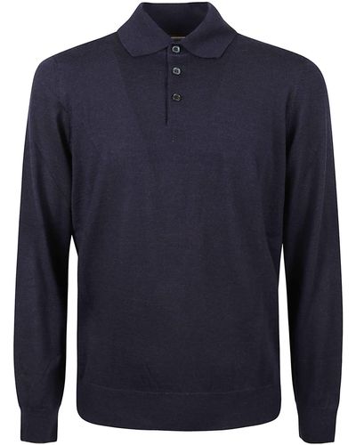 Brunello Cucinelli Long-sleeved Polo Shirt - Blue