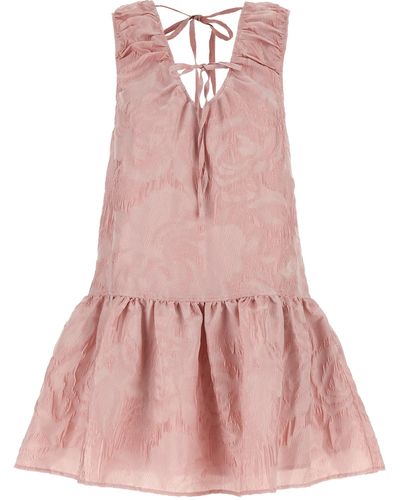 Ganni Cloqué Texture Dress - Pink