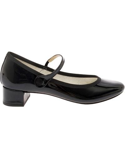 Repetto 'Rose' Mary Janes With Strap - Black