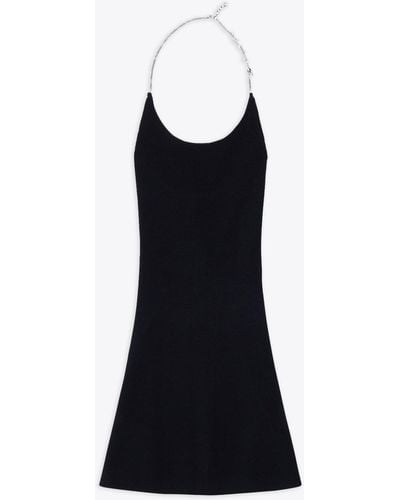 DIESEL M-Arlette Ribbbed Knit Short Dress With Metal Chain - Black