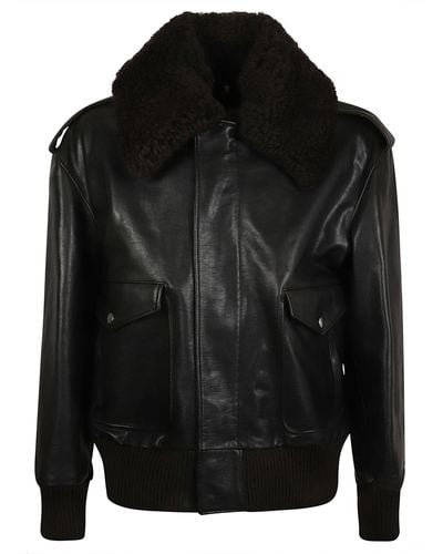 Burberry Concealed Leather Jacket - Black