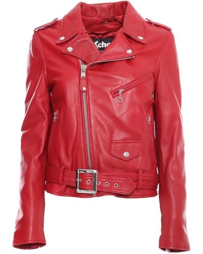 Schott Nyc Red Leather Jacket