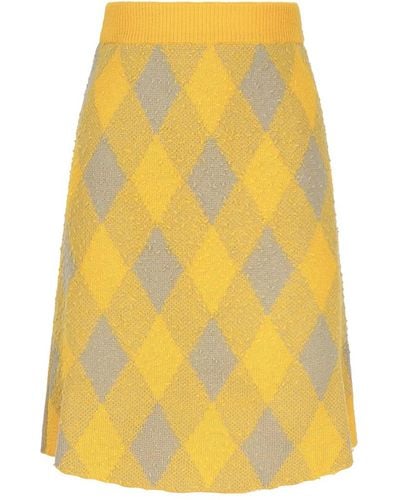 Burberry Wool Skirt With Argyle Pattern - Yellow