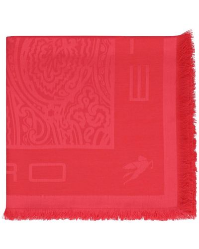 Etro Paisley Printed Raw Edge Scarf - Red
