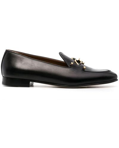 Edhen Milano Calf Leather Comporta Loafers - Black