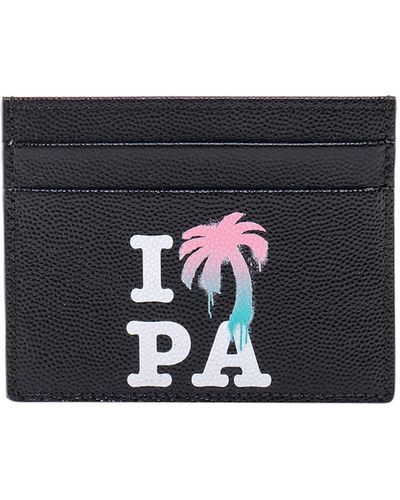Palm Angels Leather Stitched Profile Wallets - White