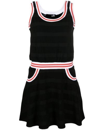 Love Moschino Thin Straps Jcg Logo Sponge Dress - Black