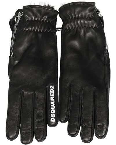 DSquared² Leather Gloves - Black