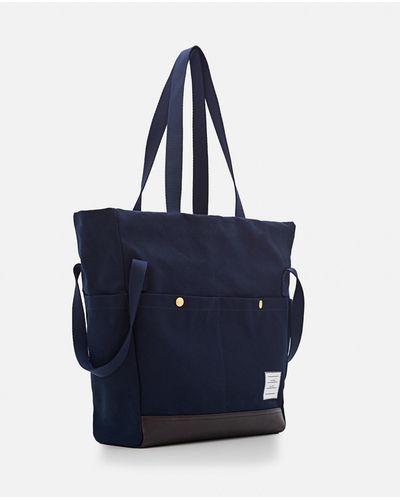 Thom Browne Cotton Pocket Tote Bag - Blue