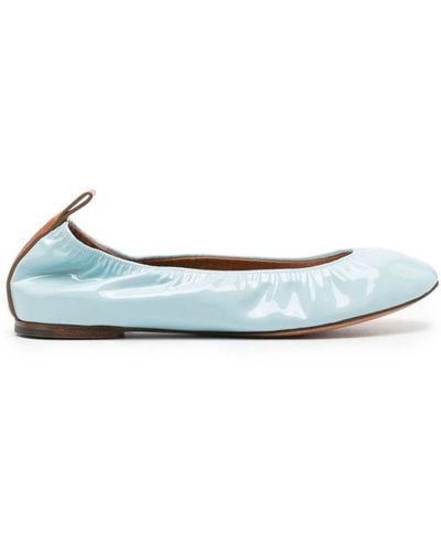 Lanvin Sky Patent Leather Ballerina Shoes - Blue