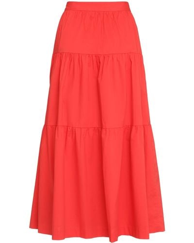 STAUD Sea Cotton Midi Skirt - Red